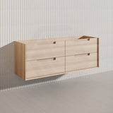 1500mm Aulic Ainsley Wall Hung Vanity Natural Timber Grains Mia Finish & Stone Top Bathroom Available