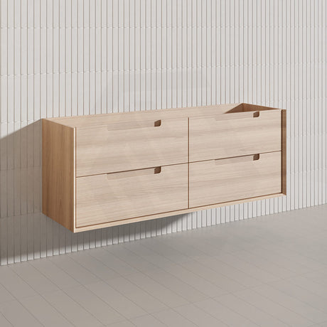 1500mm Aulic Ainsley Wall Hung Vanity Natural Timber Grains Mia Finish & Stone Top Bathroom Available
