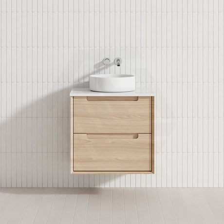 600-1500mm Aulic Ainsley Wall Hung Vanity Natural Timber Grains Mia Finish & Stone Top Bathroom Available