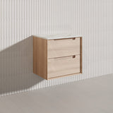 600mm Aulic Ainsley Wall Hung Vanity Natural Timber Grains Mia Finish & Stone Top Bathroom Available