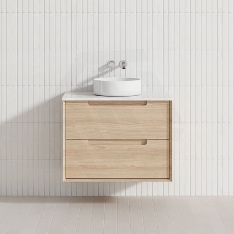 600-1500mm Aulic Ainsley Wall Hung Vanity Natural Timber Grains Mia Finish & Stone Top Bathroom Available