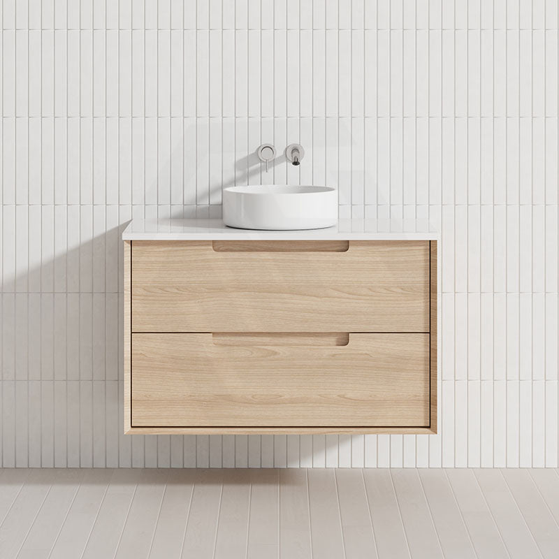 600-1500mm Aulic Ainsley Wall Hung Vanity Natural Timber Grains Mia Finish & Stone Top Bathroom Available