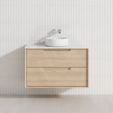 600-1500mm Aulic Ainsley Wall Hung Vanity Natural Timber Grains Mia Finish & Stone Top Bathroom Available