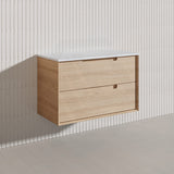 900mm Aulic Ainsley Wall Hung Vanity Natural Timber Grains Mia Finish & Stone Top Bathroom Available