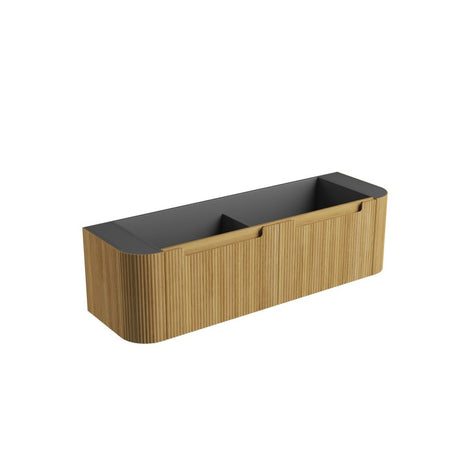 Aulic Varcelli Mono 750-1800mm Curved Warm Harvest Oak V-groove Wall Hung Vanity with Finger Pull Drawers