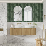 Aulic Varcelli Mono 750-1800mm Curved Warm Harvest Oak V-groove Wall Hung Vanity with Finger Pull Drawers