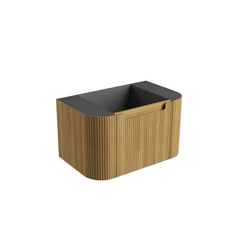 Aulic Varcelli Mono 750-1800mm Curved Warm Harvest Oak V-groove Wall Hung Vanity with Finger Pull Drawers