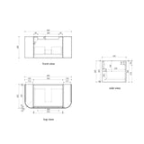 Aulic Varcelli Mono 750-1800mm Curved Warm Harvest Oak V-groove Wall Hung Vanity with Finger Pull Drawers