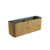 Aulic Varcelli Tier 750-1800mm Curved Ribbed Harvest Oak Wall Hung Vanity with Finger Pull Drawers