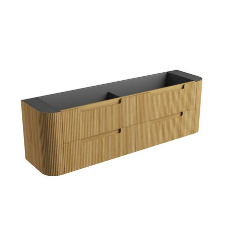 Aulic Varcelli Tier 750-1800mm Curved Ribbed Harvest Oak Wall Hung Vanity with Finger Pull Drawers