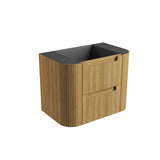 Aulic Varcelli Tier 750-1800mm Curved Ribbed Harvest Oak Wall Hung Vanity with Finger Pull Drawers
