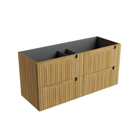 Aulic Lovina Tier 600-1800mm Harvest Oak Fluted Wall Hung Vanity with Finger Pull Drawers