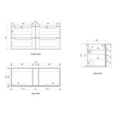 Aulic Lovina Tier 600-1800mm Harvest Oak Fluted Wall Hung Vanity with Finger Pull Drawers