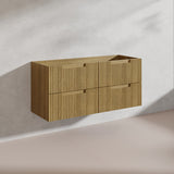 Aulic Lovina Tier 1200mm Harvest Oak Fluted Wall Hung Vanity with Finger Pull Drawers