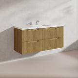 Aulic Lovina Tier 1200mm Harvest Oak Fluted Wall Hung Vanity with Finger Pull Drawers