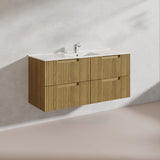 Aulic Lovina Tier 1200mm Harvest Oak Fluted Wall Hung Vanity with Finger Pull Drawers