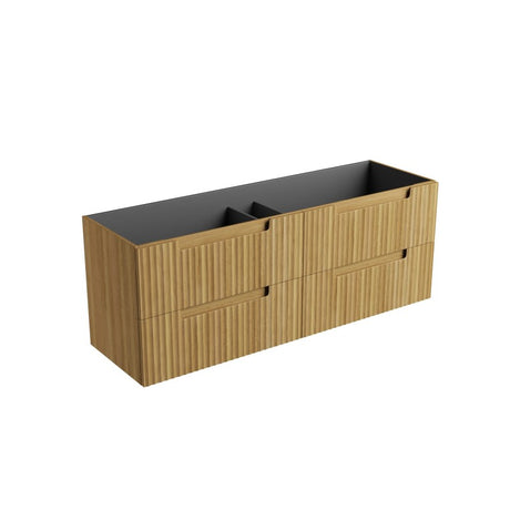 Aulic Lovina Tier 600-1800mm Harvest Oak Fluted Wall Hung Vanity with Finger Pull Drawers
