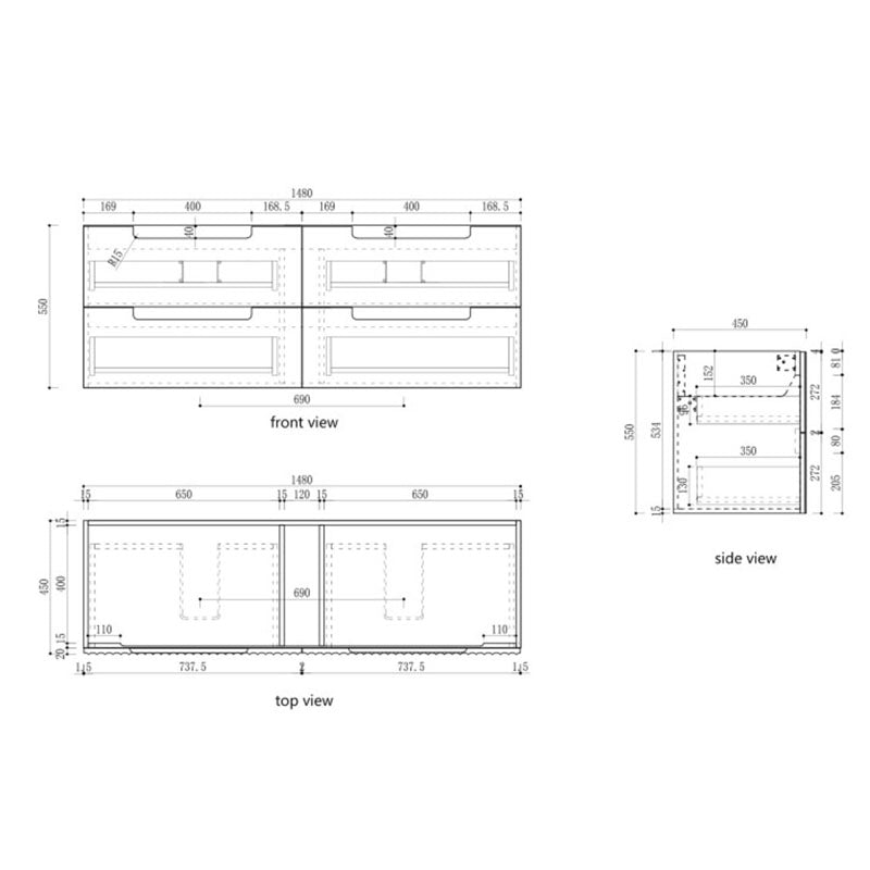 Aulic Lovina Tier 600-1800mm Harvest Oak Fluted Wall Hung Vanity with Finger Pull Drawers