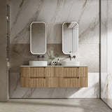 Aulic Lovina Tier 600-1800mm Harvest Oak Fluted Wall Hung Vanity with Finger Pull Drawers