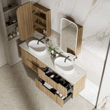 Aulic Lovina Tier 600-1800mm Harvest Oak Fluted Wall Hung Vanity with Finger Pull Drawers