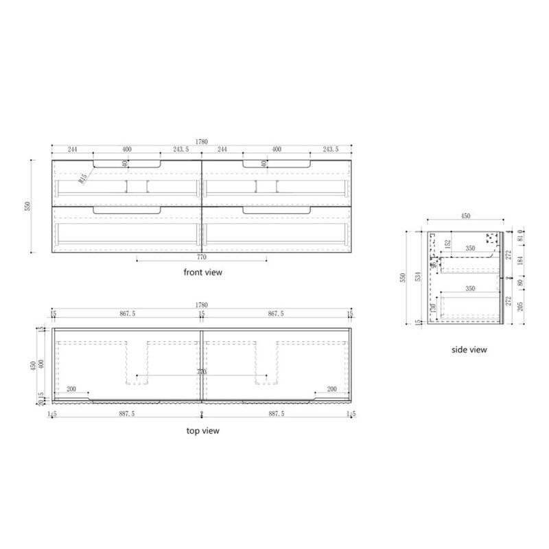 Aulic Lovina Tier 600-1800mm Harvest Oak Fluted Wall Hung Vanity with Finger Pull Drawers