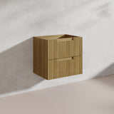 Aulic Lovina Tier 600mm Harvest Oak Fluted Wall Hung Vanity with Finger Pull Drawers