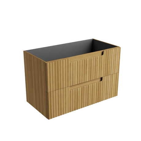 Aulic Lovina Tier 600-1800mm Harvest Oak Fluted Wall Hung Vanity with Finger Pull Drawers