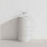 Aulic Civaro 420mm Matt White Fluted Floor Standing Pillar Plywood Vanity, Sintera Circle Stone Top