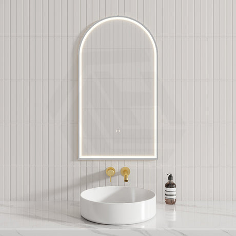 N#1(Nickel) Aulic Canterbury 503X903Mm Brushed Nickel Framed Touchless Arch Backlit Led Mirror