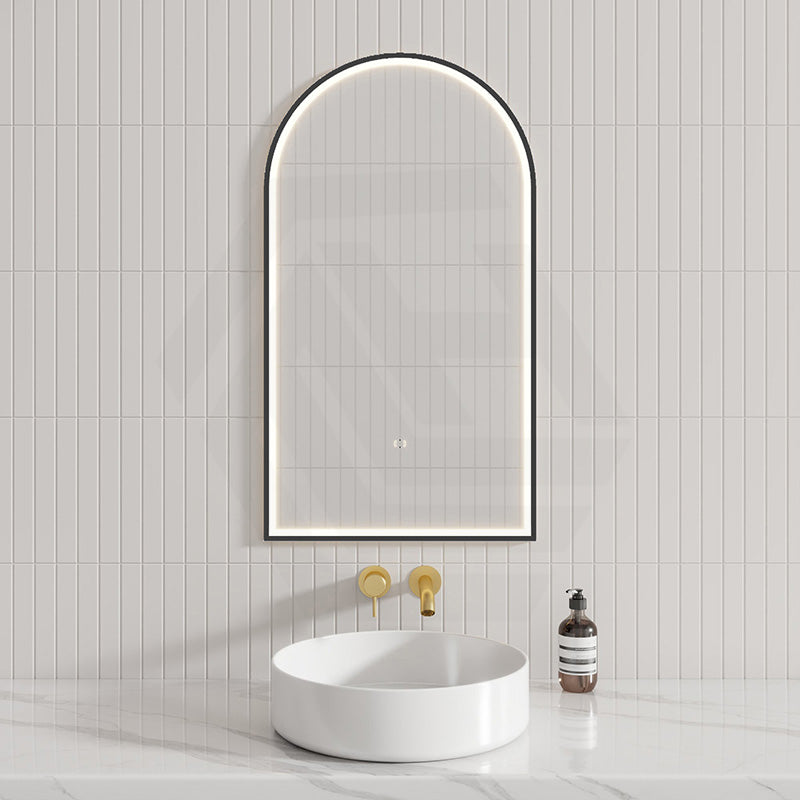 Aulic Canterbury 503X903Mm Matte Black Framed Touchless Arch Backlit Led Mirror Mirrors