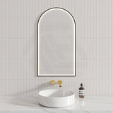 Aulic Canterbury 503X903Mm Matte Black Framed Touchless Arch Backlit Led Mirror Mirrors