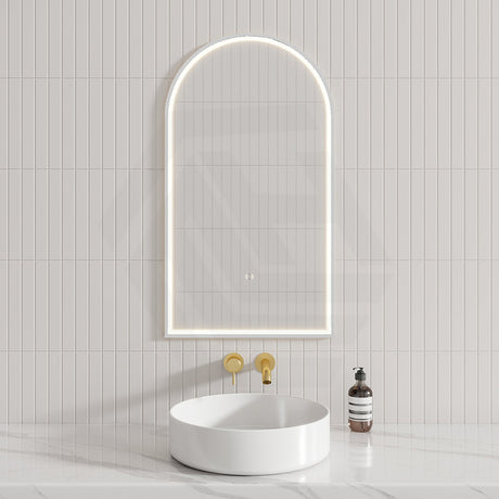 Aulic Canterbury 503X903Mm Matte White Framed Touchless Arch Backlit Led Mirror Mirrors