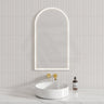 Aulic Canterbury 503X903Mm Matte White Framed Touchless Arch Backlit Led Mirror Mirrors