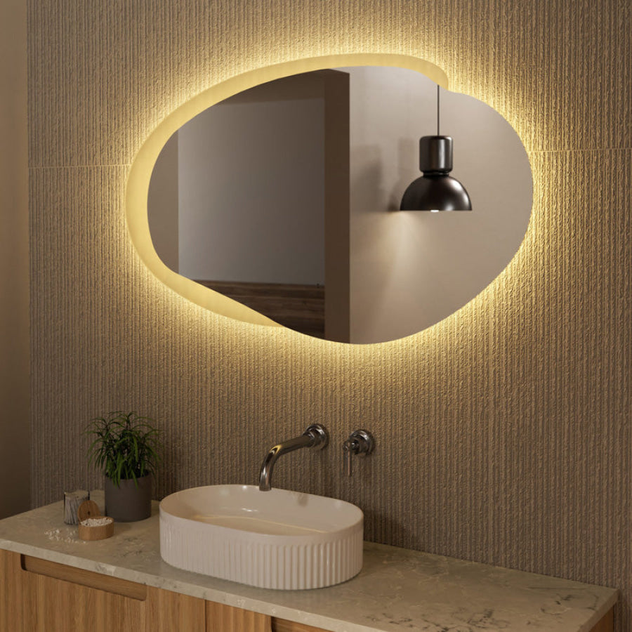 Aulic Evanston 530/1100/1300mm Touchless Backlit LED Mirror with Matt Grey/White Acrylic Edge Horizontal/Vertical Installation