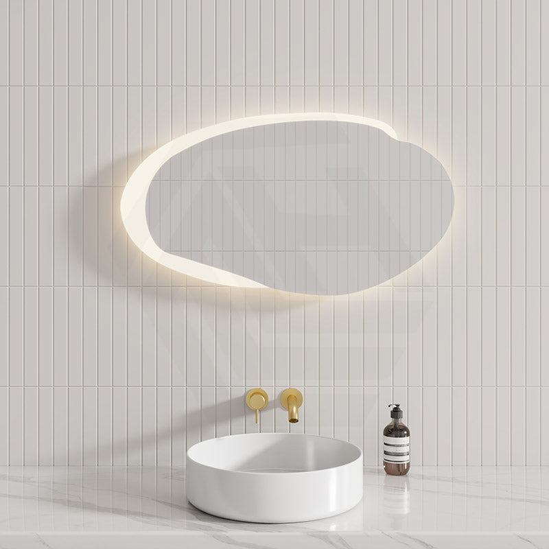 Aulic Evanston 1100/1300mm Touchless Backlit LED Mirror with Matt Grey/White Acrylic Edge Horizontal Installation