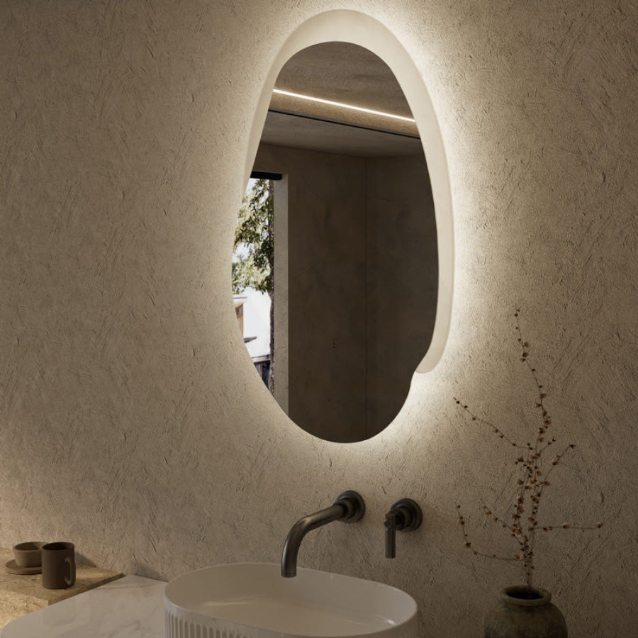 Aulic Evanston 530/1100/1300mm Touchless Backlit LED Mirror with Matt Grey/White Acrylic Edge Horizontal/Vertical Installation