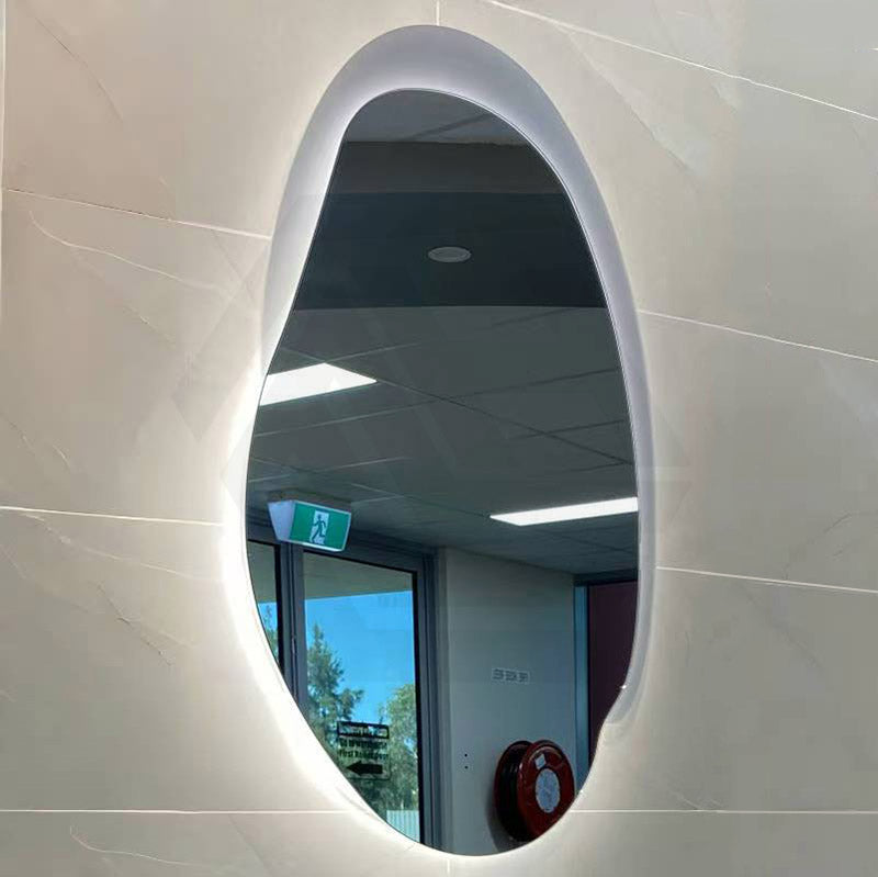 Aulic Evanston 530mm Touchless Backlit LED Mirror with Matt Grey/White Acrylic Edge Vertical Installation