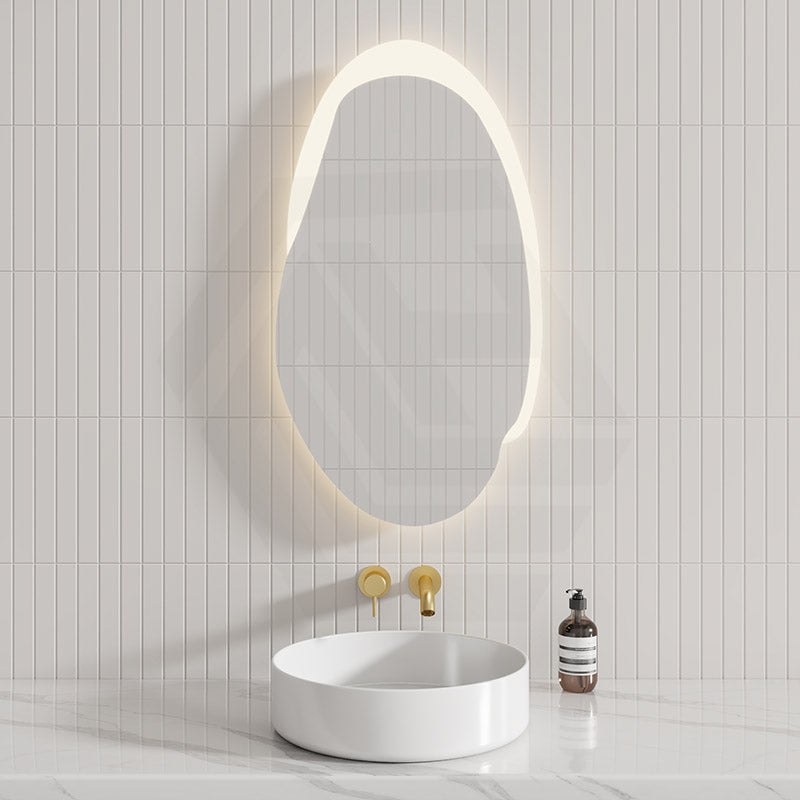 Aulic Evanston 530mm Touchless Backlit LED Mirror with Matt Grey/White Acrylic Edge Vertical Installation