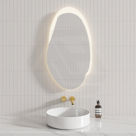 Aulic Evanston 530mm Touchless Backlit LED Mirror with Matt Grey/White Acrylic Edge Vertical Installation