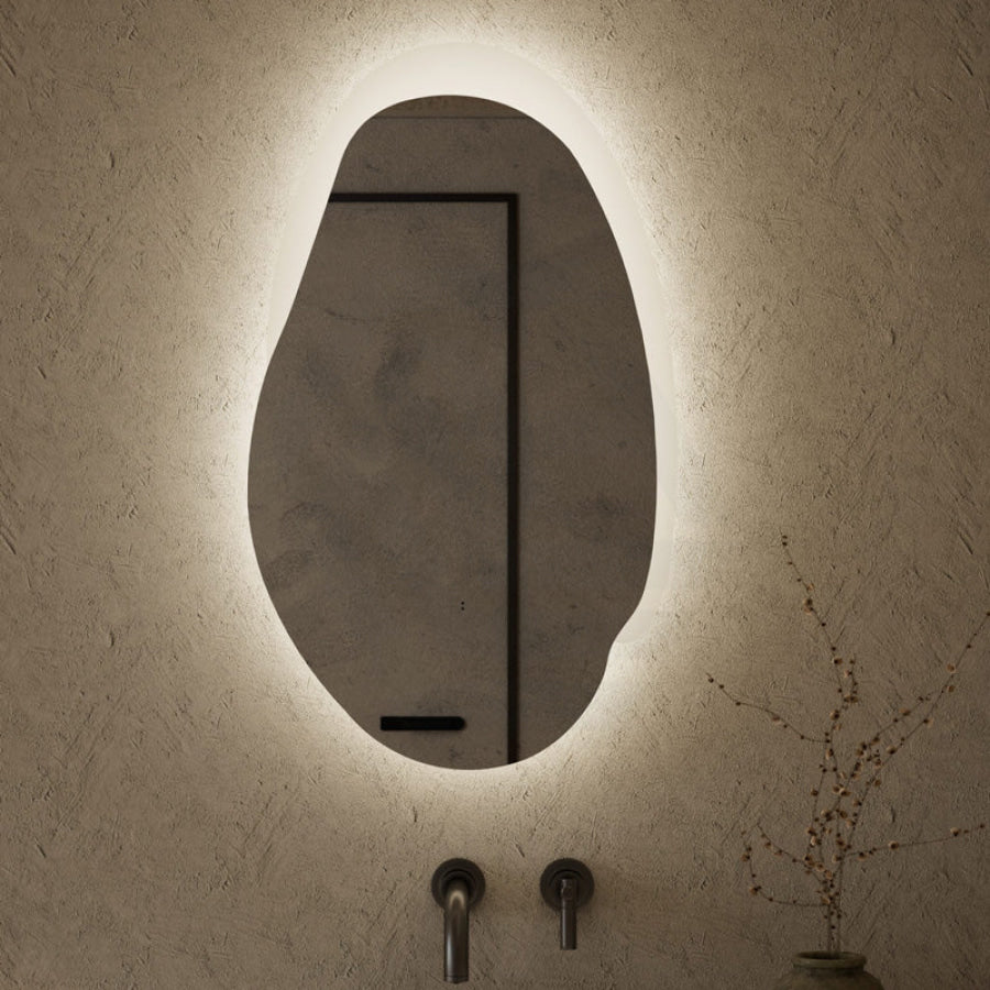 Aulic Evanston 530mm Touchless Backlit LED Mirror with Matt Grey/White Acrylic Edge Vertical Installation