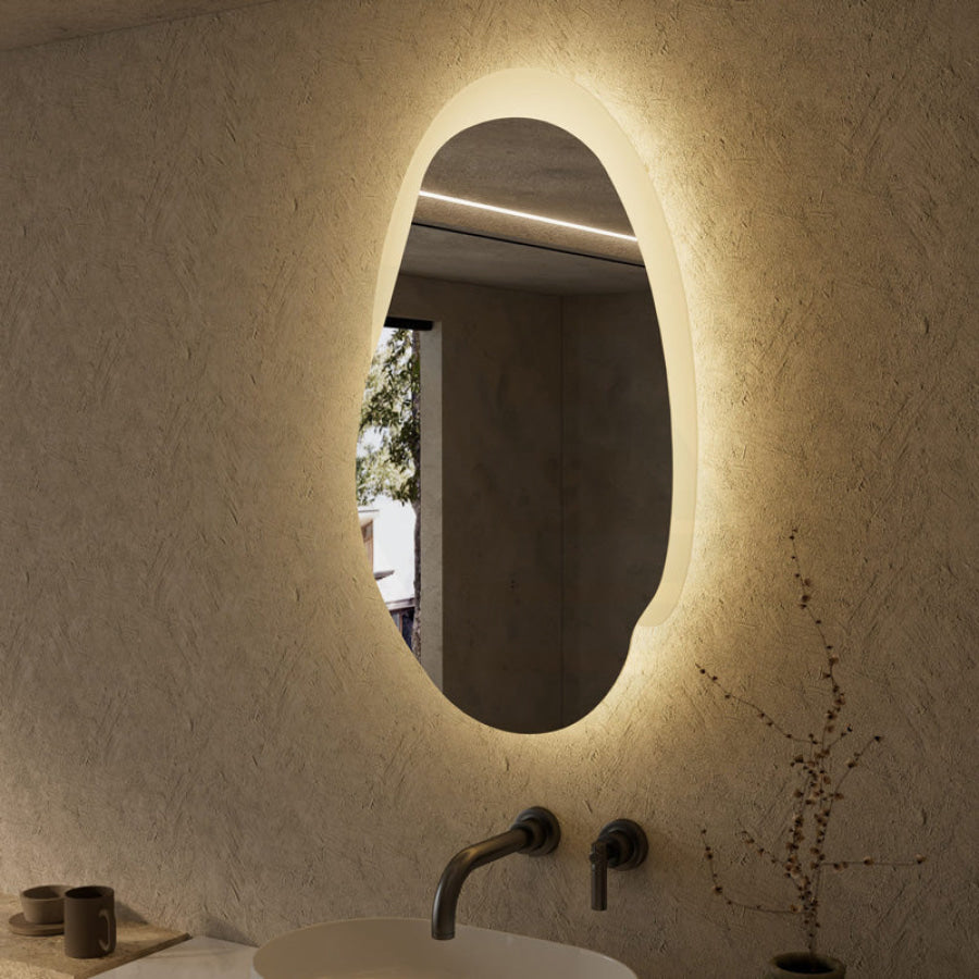 Aulic Evanston 530/1100/1300mm Touchless Backlit LED Mirror with Matt Grey/White Acrylic Edge Horizontal/Vertical Installation