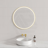 G#6(Gold) 700/900Mm Aulic Windsor Round Led Mirror Brushed Gold Framed Touchless Backlit Mirrors