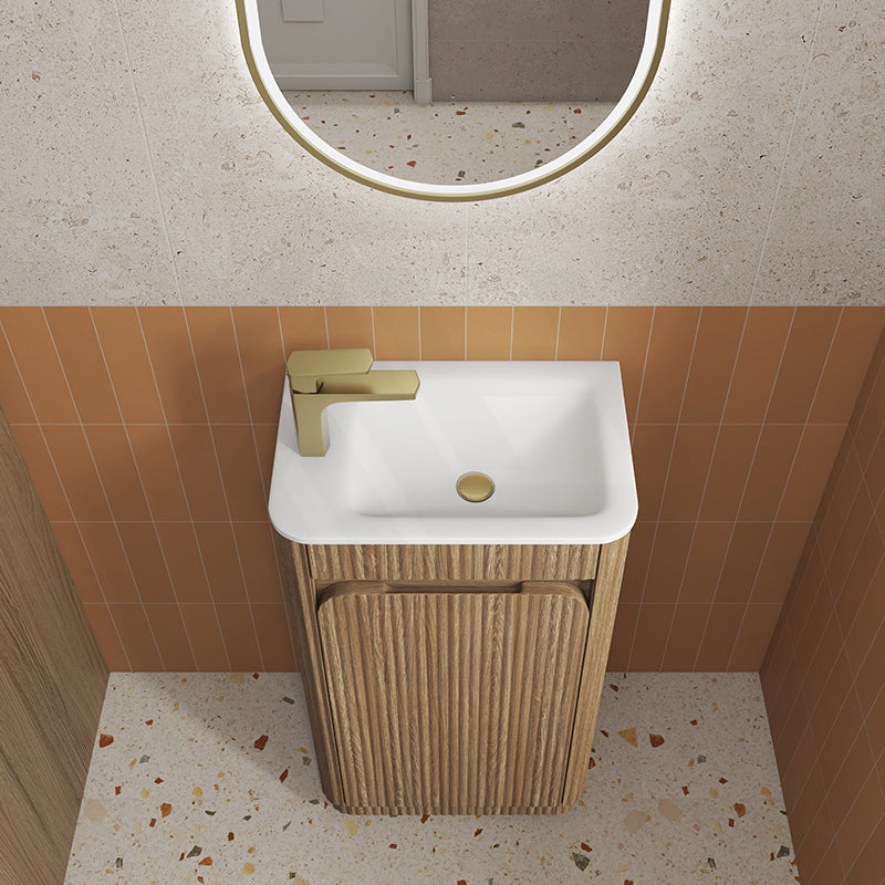 Aulic Mini Hartelle 470mm Fluted Curved Plywood Floor Standing Vanity Variant Color Avaliable