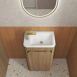 Aulic Mini Hartelle 470mm Fluted Curved Plywood Floor Standing Vanity Variant Color Avaliable