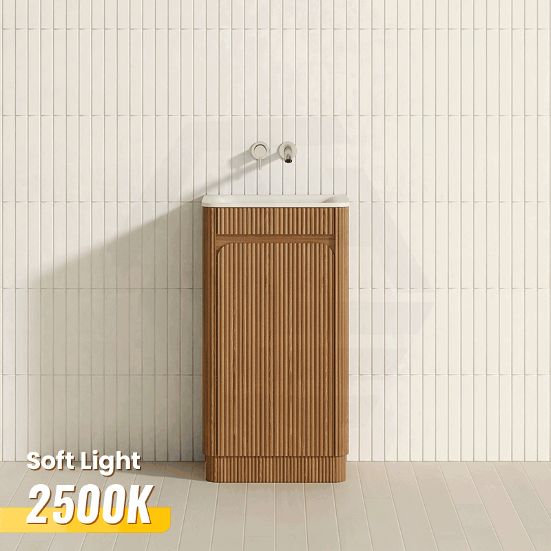 Aulic Mini Hartelle 470mm Fluted Curved Plywood Floor Standing Vanity Variant Color Avaliable