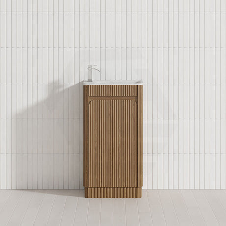Aulic Mini Hartelle 470mm Fluted Curved Plywood Floor Standing Vanity Variant Color Avaliable