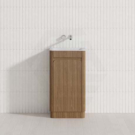 Aulic Mini Hartelle 470mm Fluted Curved Plywood Floor Standing Vanity Variant Color Avaliable