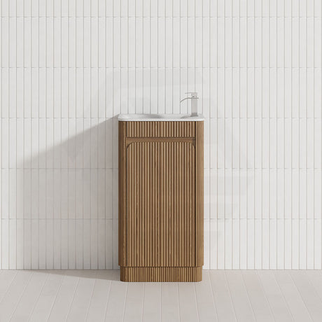 Aulic Mini Hartelle 470mm Fluted Curved Plywood Floor Standing Vanity Variant Color Avaliable
