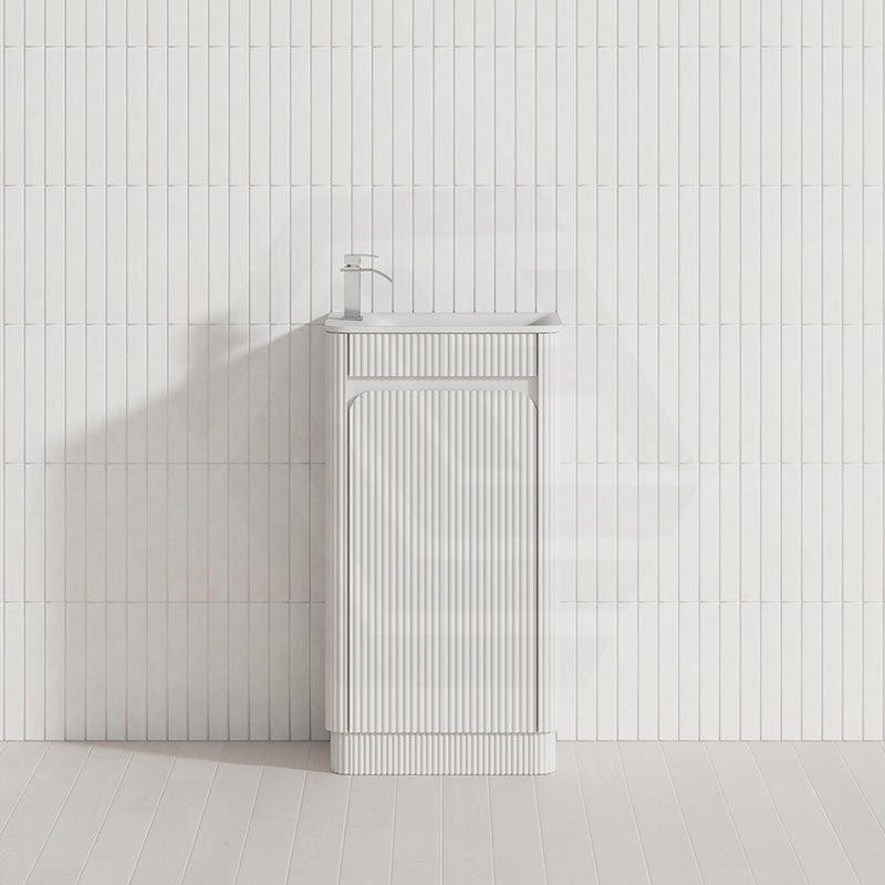 Aulic Mini Hartelle 470mm Fluted Curved Plywood Floor Standing Vanity Variant Color Avaliable