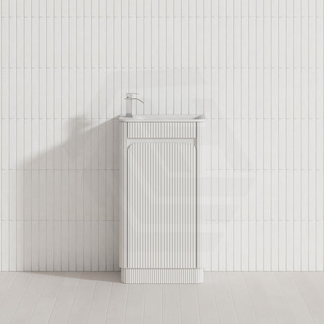 Aulic Mini Hartelle 470mm Fluted Curved Plywood Floor Standing Vanity Variant Color Avaliable